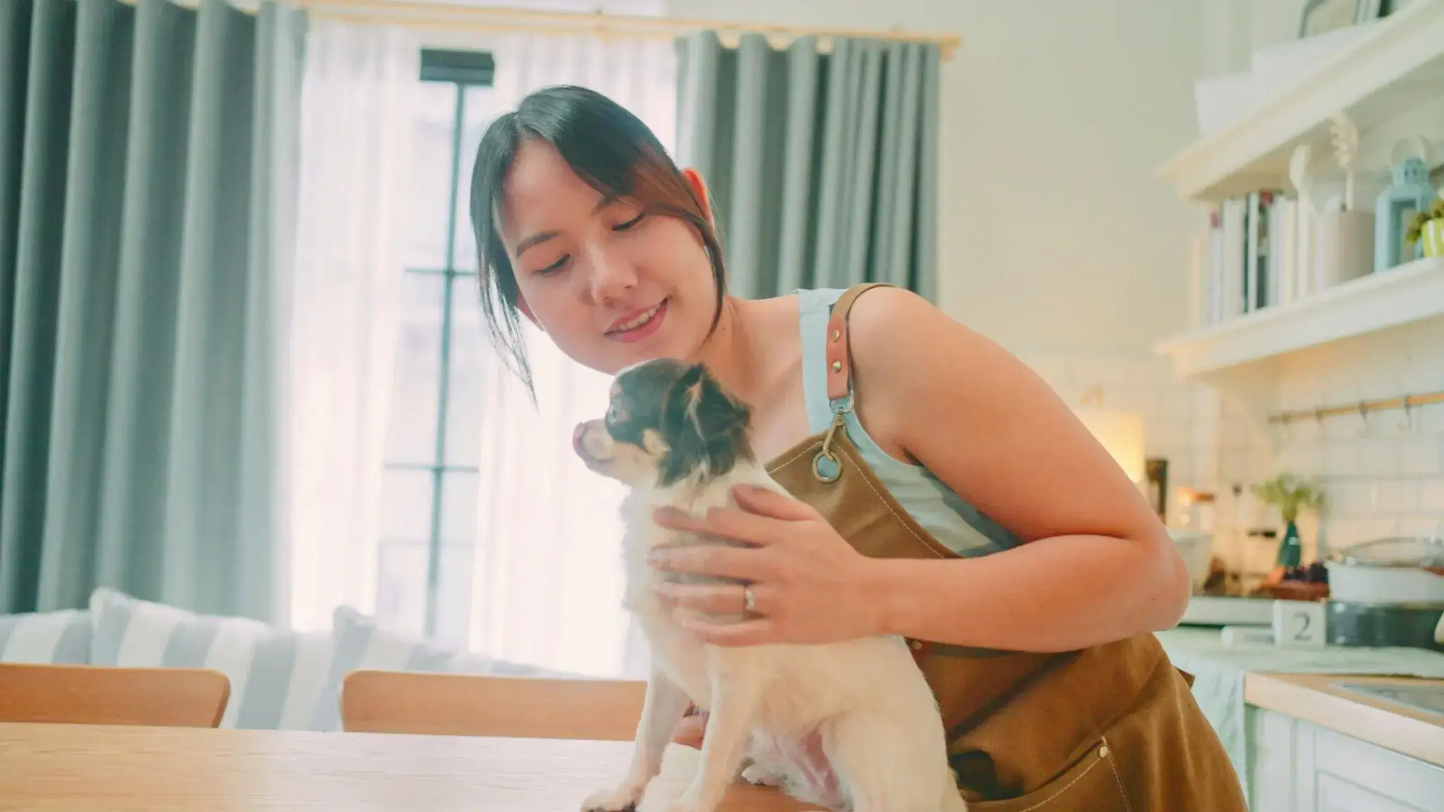 Người chăm sóc thú cưng tại nhà thể hiện việc chăm sóc thú cưng trong môi trường sống hiện đại